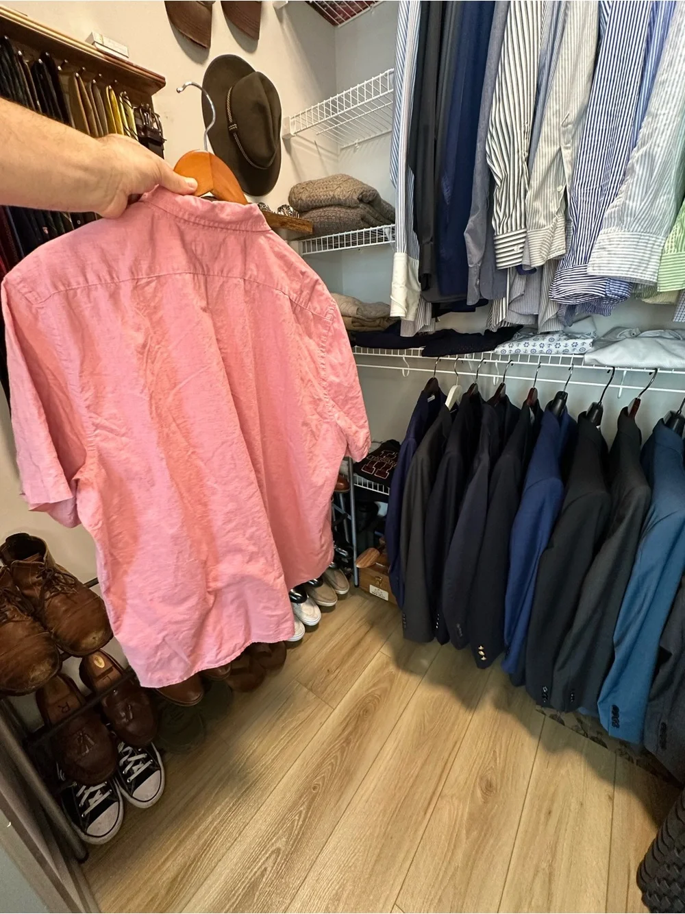 Banana Republic Pink Short-Sleeve Button-Down Shirt